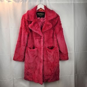 Juicy Couture hot pink faux fur coat size M in EUC